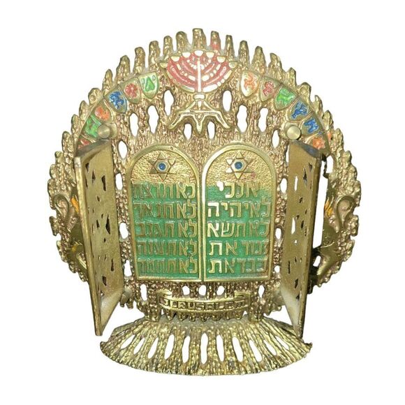 Vintage Brass Torah w/10 Commandments - Picture 2 of 3